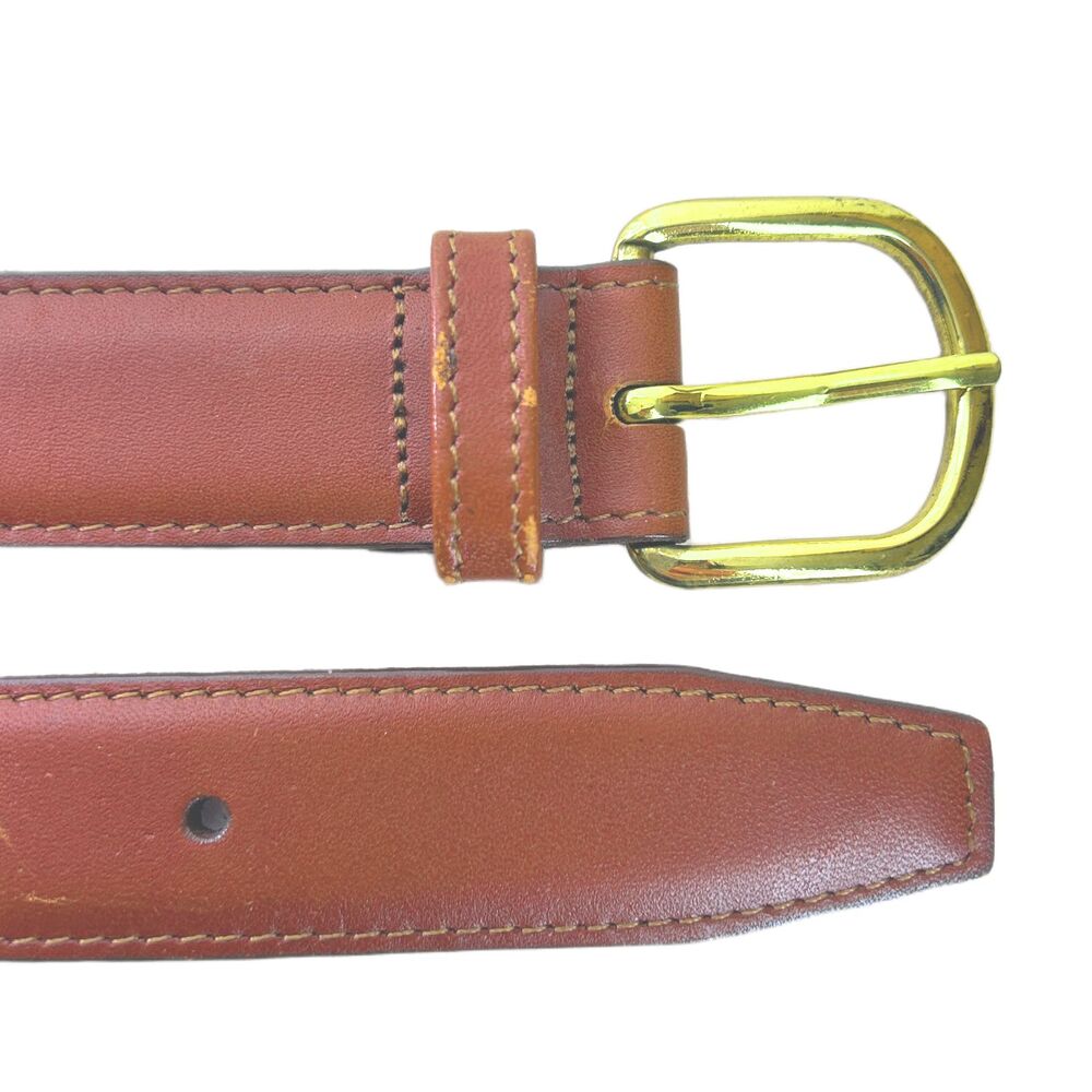 Lands End Brown Full Grain Leather Belt Mens Size 44 Made in the USA - Picture 2 of 8
